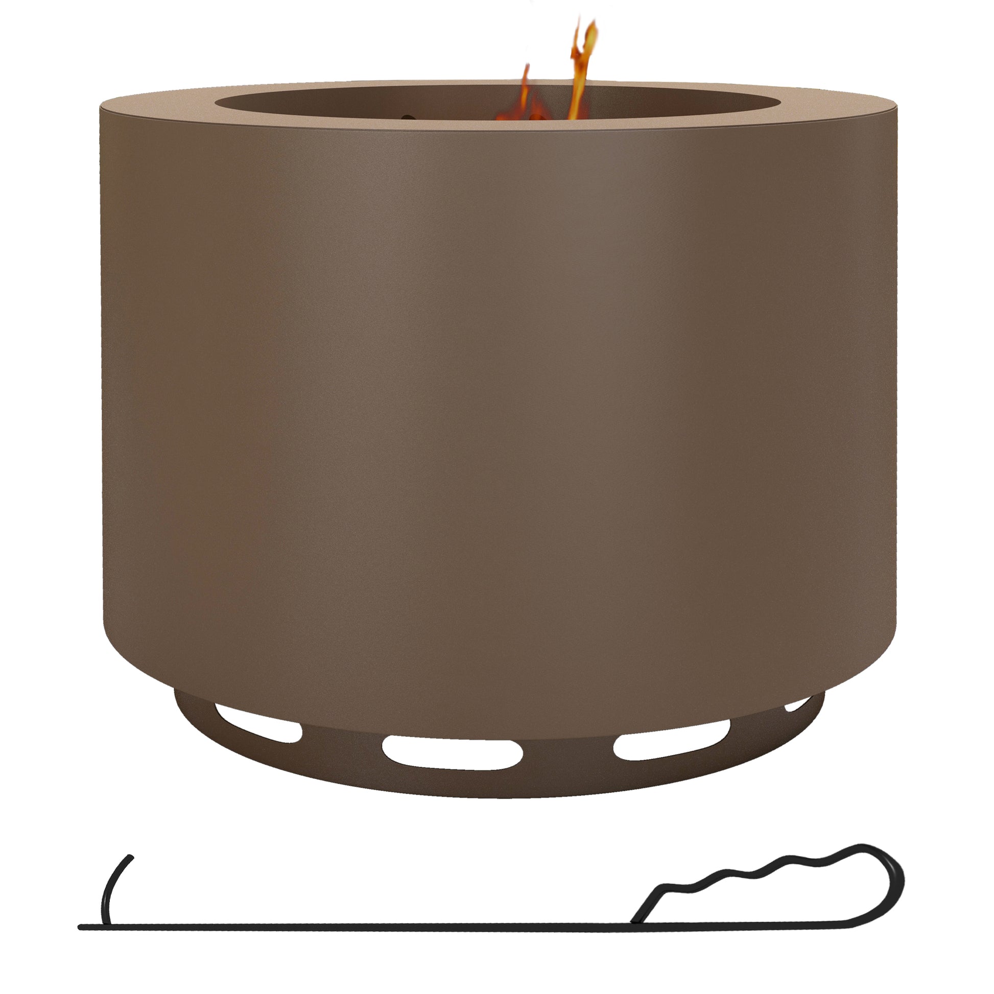 Outsunny Smokeless Fire Pit, 19" Portable Wood Burning Firepit With Poker, Low Smoke Camping Bonfire Stove For Backyard Patio Picnic, Stainless Steel, Bronze Bronze Steel