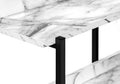 Accent Table, Console, Entryway, Narrow, Sofa, Living Room, Bedroom, White Marble Look Laminate, Black Metal, Contemporary, Modern White Particle Board