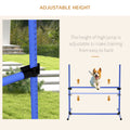 Pawhut 6 Piece Dog Agility Training Equipment For Dog Agility Course With Adjustable Height Jump Bars, Included Carry Bag, & Displacing Top Bar, Blue Blue Plastic