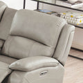 Westminster Power Headrest Zero Gravity Reclining Loveseat With Console Stone Gray Memory Foam Genuine Leather