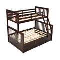 Twin Over Full Bunk Bed With Storage Drawers, Wooden Bunk Bed With Ladder And Safety Guard Rails Espresso Full Espresso Wood