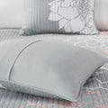 6 Piece Printed Cotton Quilt Set With Throw Pillows Grey Peach King Cal King King Grey Peach Polyester