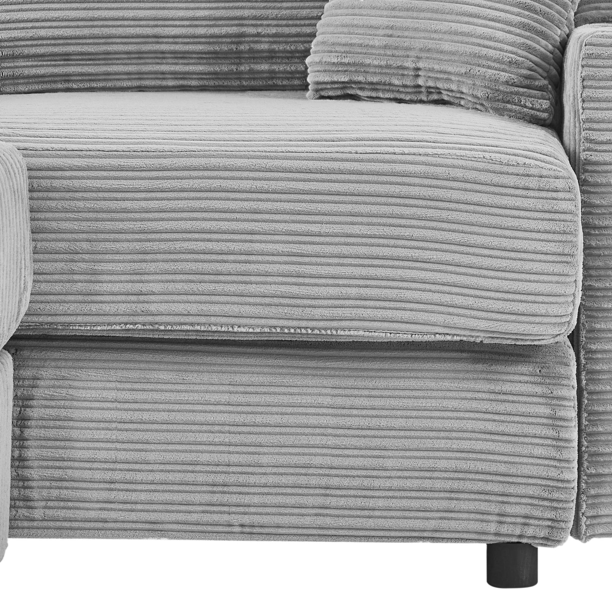 72.8" Modern Style Loveseat Sofa Sectional Sofa Couch With Storage Space, A Movable Ottoman, Two Usb Ports, Two Cup Holders, A Phone Holder For Living Room, Gray Gray Foam Corduroy 3 Seat