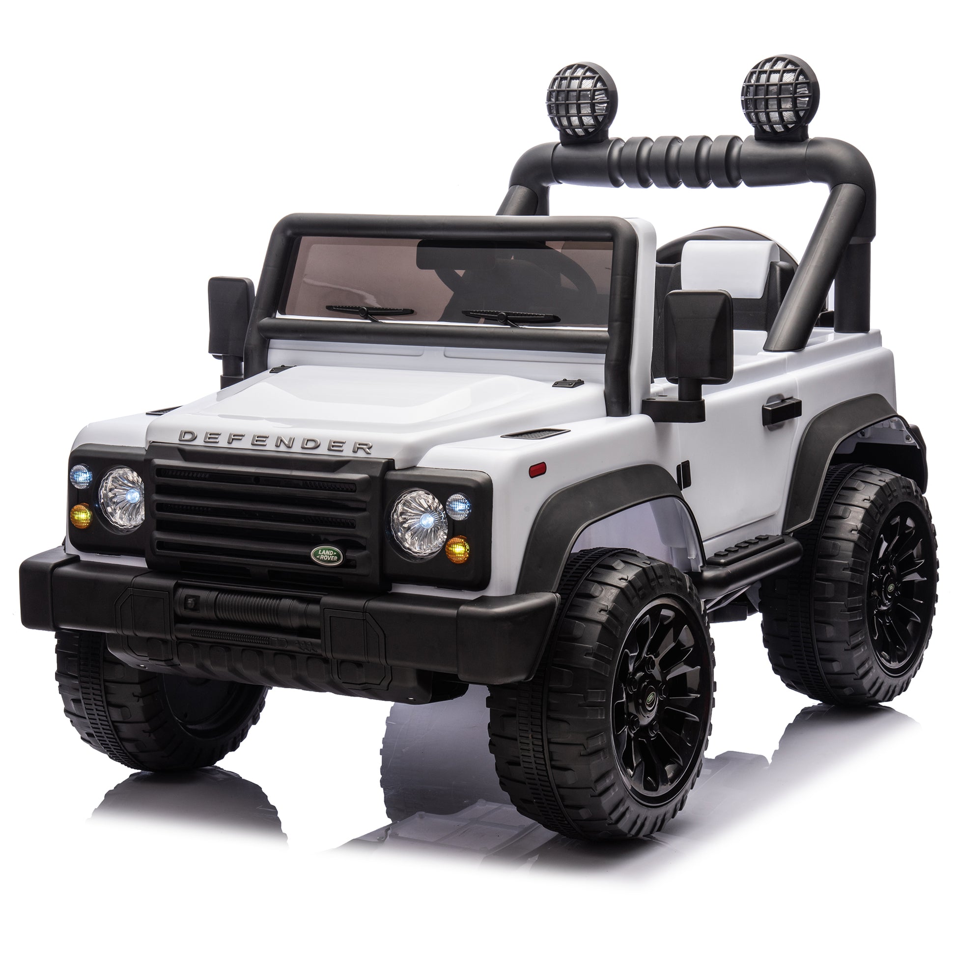 Licensed Land Rover Defender Volta 5008 24V Kids Ride On Car W Parents Control,2Wd,Four Wheel Suspension,Bluetooth,Mp3,Music,Adjustable Volume,Power Display,Led Lights,Speeds 1.86 3.11Mph For Kids 3 7 White Polypropylene