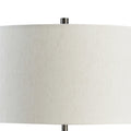 Nila 35 Inch Table Lamp, Pewter Gray Metal Base, 3 Way Switch, Drum Shade Gray Fabric Metal