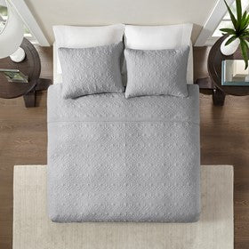 Reversible Quilt Set Grey Full Queen Full Grey Cotton