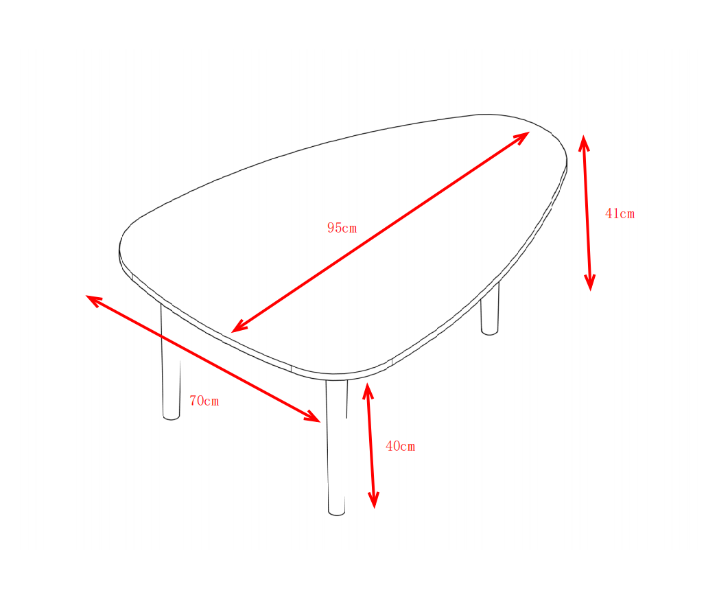 Egg Shape Coffee Table 950 White Oak White Primary Living Space Modern Rubberwood Oval Particle Board Particle Board