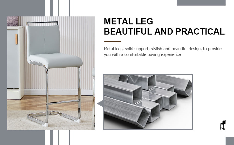 Table And Chair Set. A Rectangular Glass Dining Table With A 0.4 Inch Tempered Glass Tabletop And Mdf Board V Shaped Bracket, Paired With 2 Chairs Consisting Of Pu Seat Cushions And Silver Metal Legs. Black Gray Seats 2 Tempered Glass