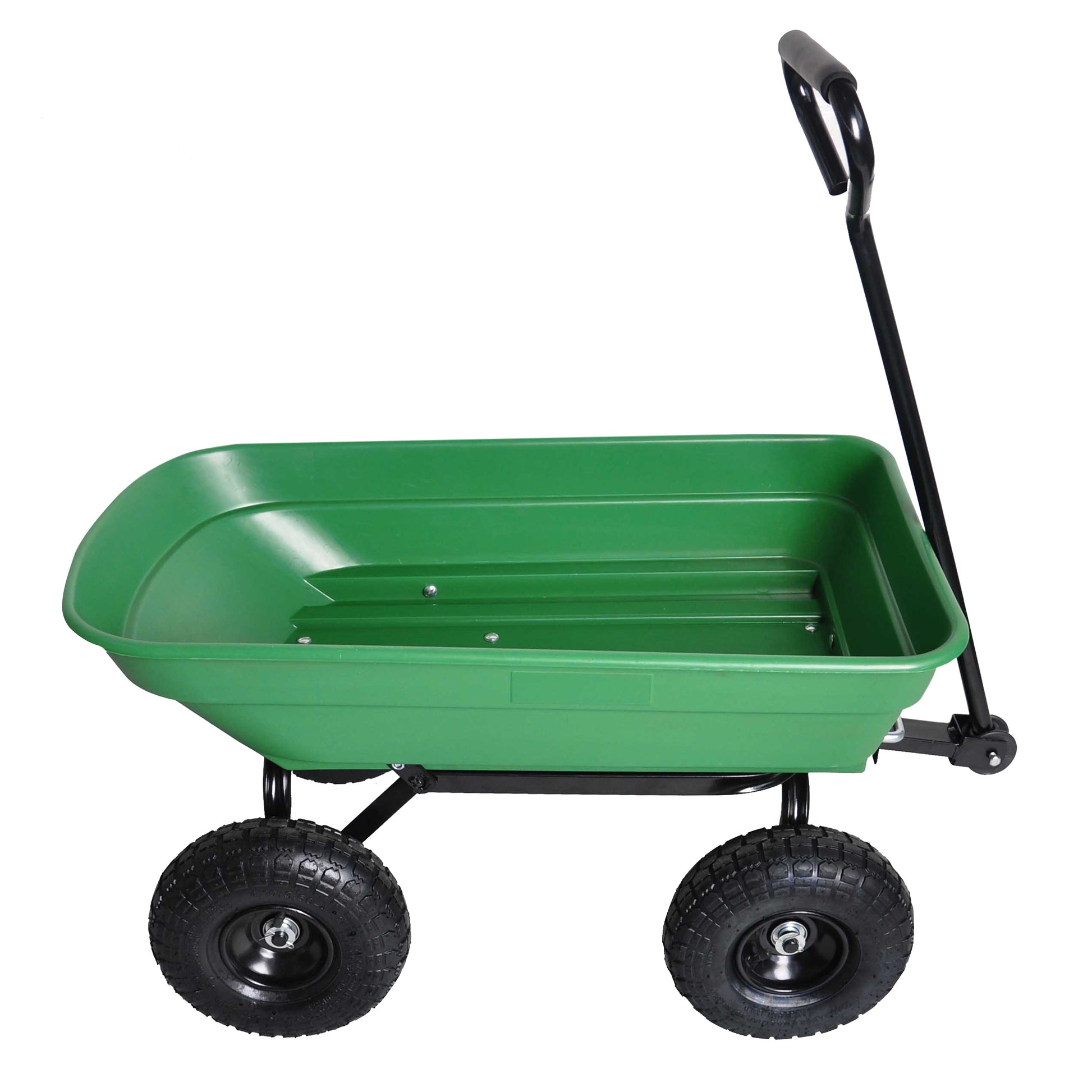 Garden Dump Cart With Steel Frame Outdoor Wagon With 10 Inch Pneumatic Tires, 55L Capacity, Green Green Garden & Outdoor Iron Plastic