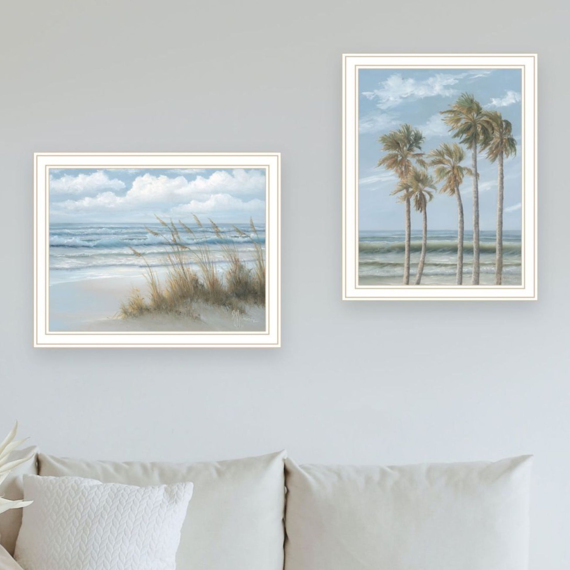 "Winds Of The Ocean Blowing The Palm Trees And Sea Oats" Framed Wall Art For Living Room, Wall Art Print For Home Decor, Bedroom Wall Art By Georgia Janisse Multicolor Wood Paper