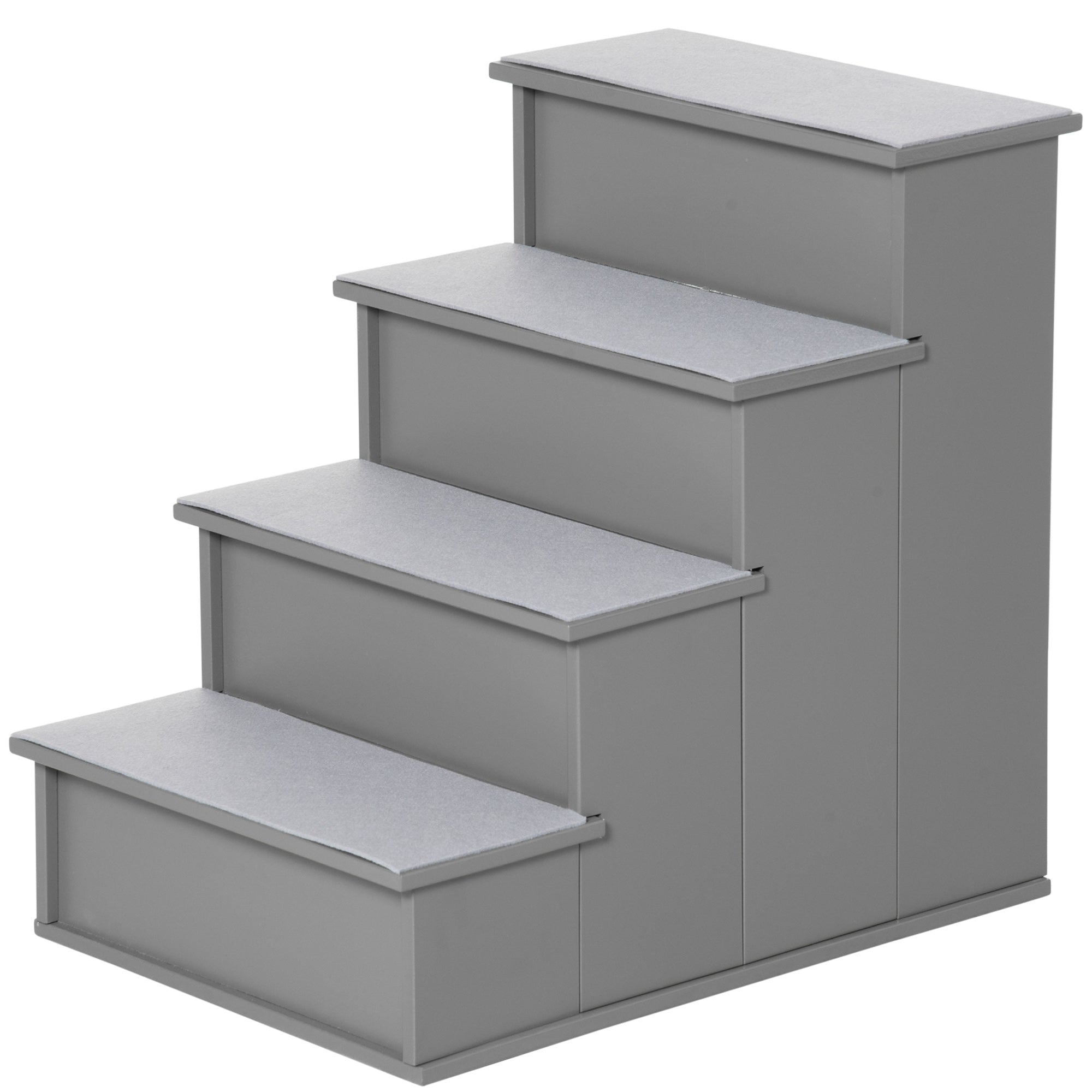 Pawhut Pet Stairs, Small Pet Steps With Cushioned Removable Covering For Dogs And Cats Up To 22 Lbs., Grey Grey Mdf