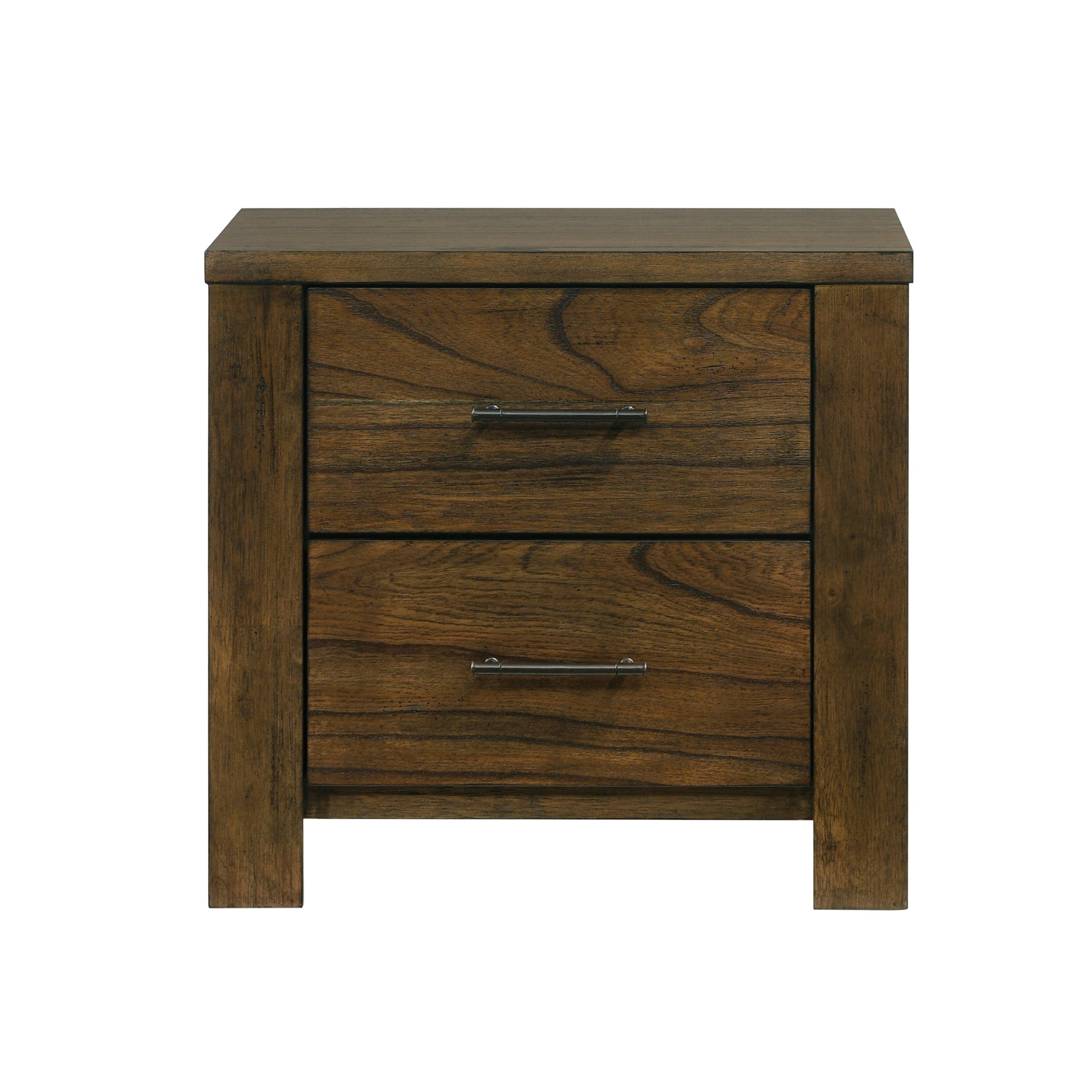 1Pc Oak Finish Nightstand Of 2X Drawers Rustic Aesthetic Bedroom Furniture 1Pc Bedside Cabinet Oak 2 Drawers Bedside Cabinet Bedroom Wood