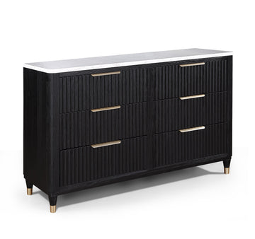 1Pc Contemporary 6 Drawer Black White Top Dresser Metal Knobs Modern D 1Pc Contemporary 6 Drawer Black White Top Dresser Metal Knobs Modern D