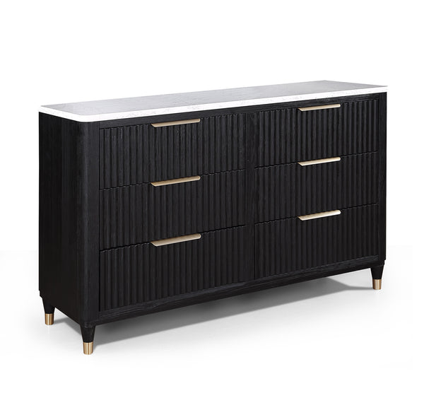 white dresser with black top 1Pc Contemporary 6 Drawer Black White Top Dresser Metal Knobs Modern D