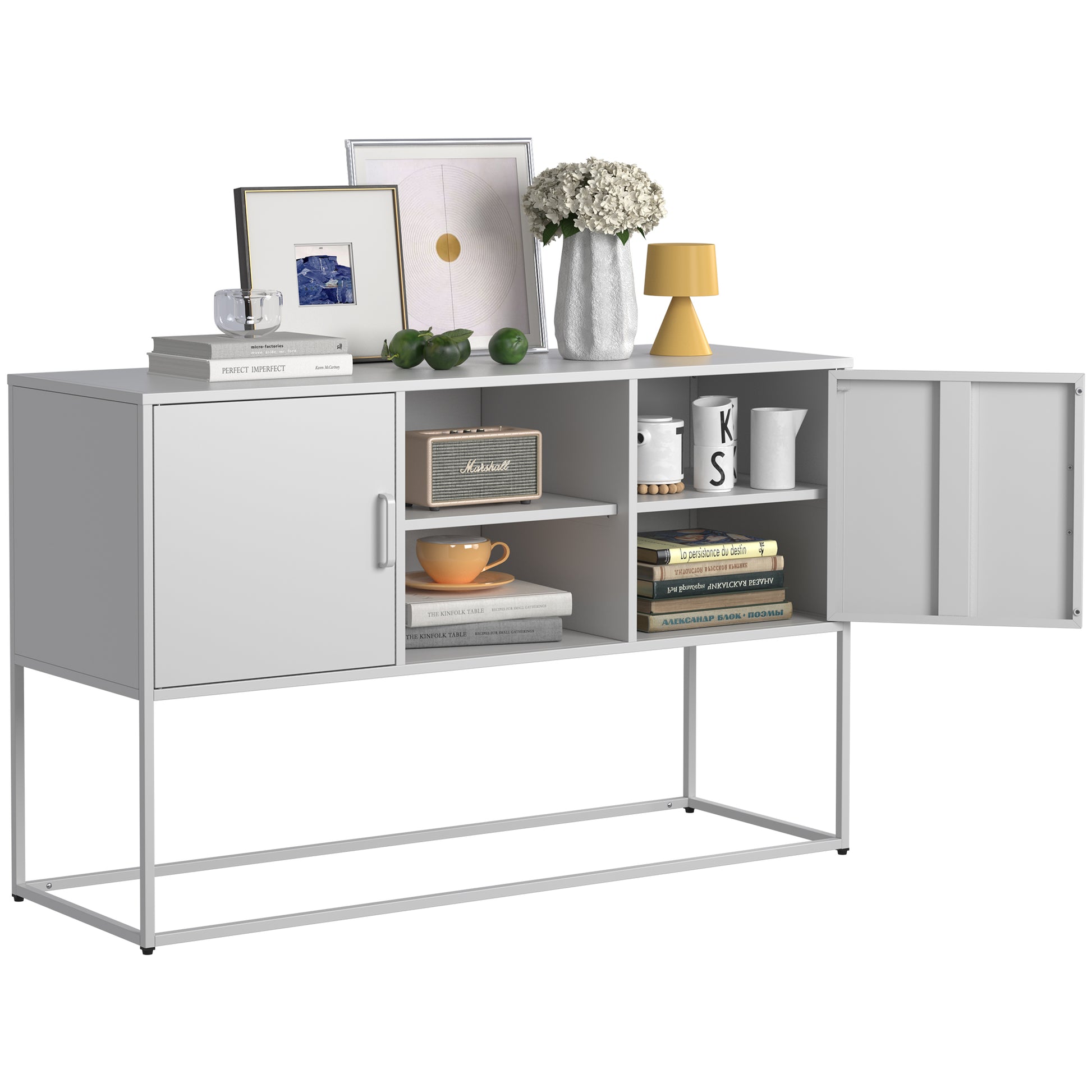 Modern Sideboard Buffet With Plenty Of Storage Space Anti Tilt Mechanism, Elegant Handles, Silent Magnetic Closures And Eco Friendly Finishes For Kitchen, Dining Room,Bed Room And Living Room Wall Mounted 5 Or More Spaces Antique White Primary Living