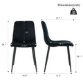 Indoor Black Velvet Dining Chair, Modern Kitchen Dining Chair With Cushion Back, Upholstered Side Chair With Black Coated Metal Legs, Family Kitchen Dining Room And Living Room Set Of 4 Metal Black