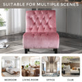 Coolmore Modern Velvet Armless Accent Living Room Chair Leisure Chair,Upholstered Fabric Button Comfortable Chair With Wooden Legs For Bedroom, Living Room, Office Pink Velvet Pink Primary Living Space Foam Velvet