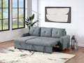 Black Gray Polyfiber Convertible Sectional Sofa Pull Out Bed Couch Storage Chaise Reversible 2Pc Sectional Living Room Furniture Grey Black Primary Living Space Tufted Back Contemporary,Modern L Shaped Square Arms Plywood 4 Seat