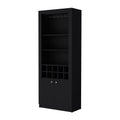 Cr Bar Cabinet, With Wine Storage And Thre Shelves Freestanding 5 Or More Spaces Black Primary Living Space Open Storage Space Contemporary,Modern Pine Particle Board Engineered Wood