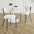 Modern Grey Simple Teddy Velvet Dining Chair Upholstered Chair Family Bedroom Stool Back Dressing, White Round Table Set,Bentwood Covered With Ash Veneer Chair Back,Chair Black Metal Legs Set Of 3 White Mdf