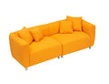 89 Inch Sofa For Living Room, Fashion Sofa With Metal Legs, 3 Seater Sofa, Solid Wood Frame Couch With 4Pillows, For Apartment Office Living Room Yellow Yellow Cotton Linen,Teddy 3 Seat