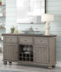Rustic Two Tone Sever W Powerpack Gray Solid Wood Mdf
