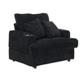 39 Inch Spring Upholstered Armchair And Ottoman Set Comfortable Single Sofa With Cup Holder And Corduroy Fabric, Perfect For Living Room Or Bedroom Black Corduroy 1 Seat
