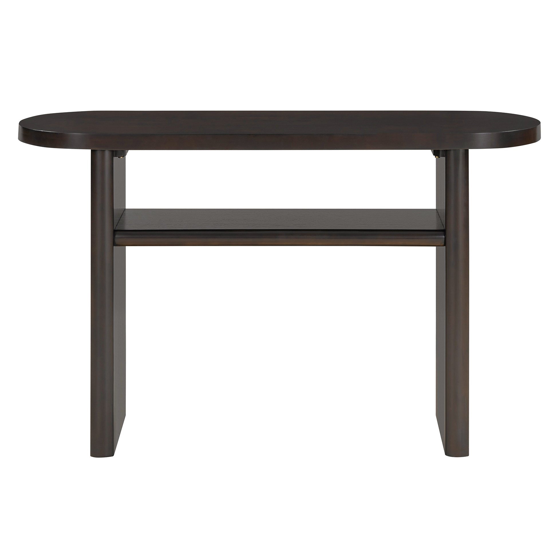 Elegant Minimalist Console Table With Rounded Edges And Sturdy Shelf Design For Entryway, Living Room Espresso Espresso Solid Wood Mdf