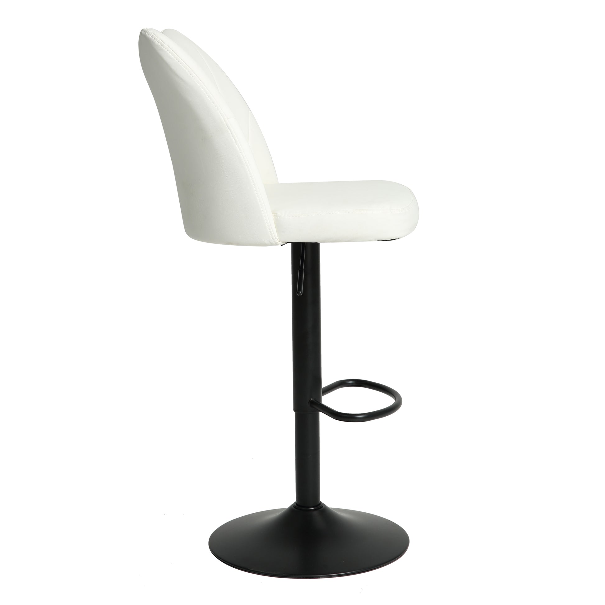 Swivel Bar Stools Set Of 2,Height Adjustable Counter Stool,Modern Armless Faux Leather Barstool Chairs With Backs For Kitchen Island White Leather