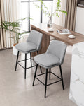 Counter Height Swivel Bar Stools Set Of 2, 360 Swivel Upholstered Barstools With Back And Metal Legs, 25.6
