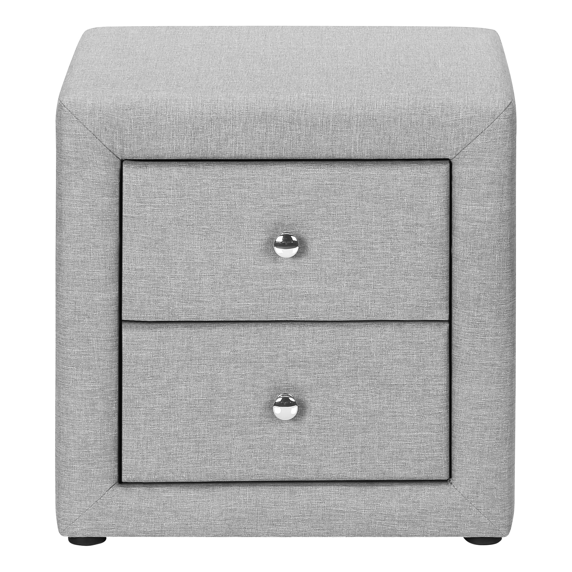 Nightstand, Nightstand, End, Side, Lamp, Storage Drawer, Bedroom, Upholstered, Grey Linen Look, Transitional Grey Mdf