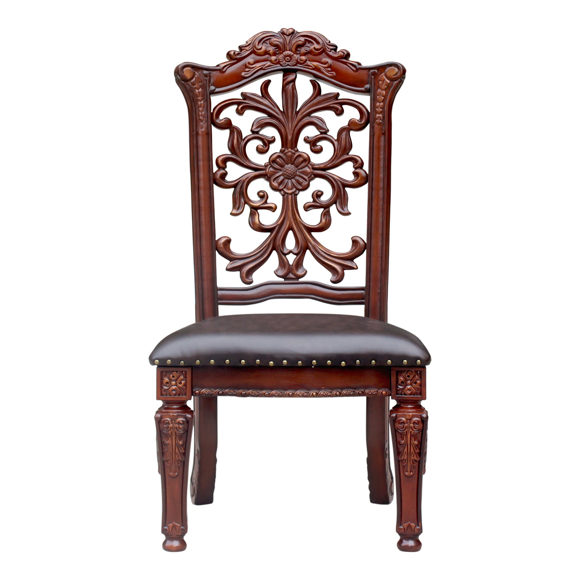 Brown And Cherry Side Chair With Trim Set Of 2 Solid Cherry Dining Room Side Chair Solid Back Set Of 2 Faux Leather