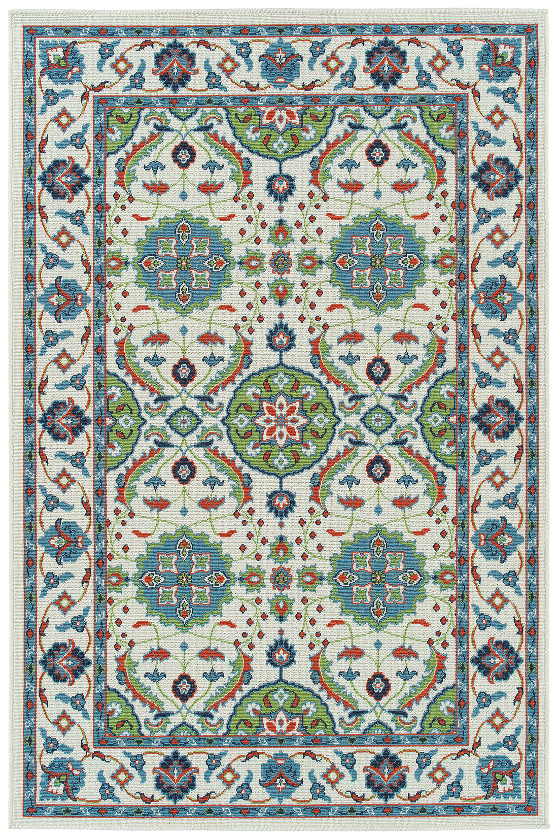 Transitional, Oriental, Medallion, Textured Loop Pile 2'5" X 3'9" Rectangle Throw Rug Multi Polypropylene