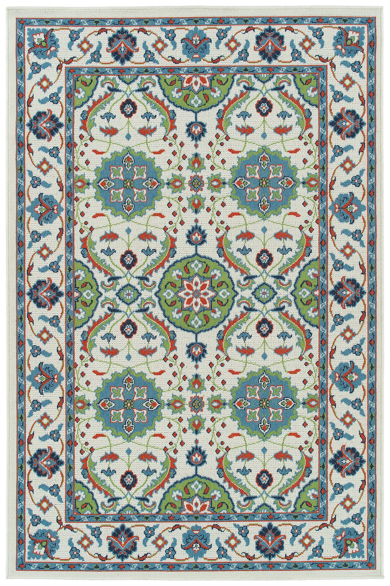 Transitional, Oriental, Medallion, Textured Loop Pile 2'5" X 3'9" Rectangle Throw Rug Multi Polypropylene