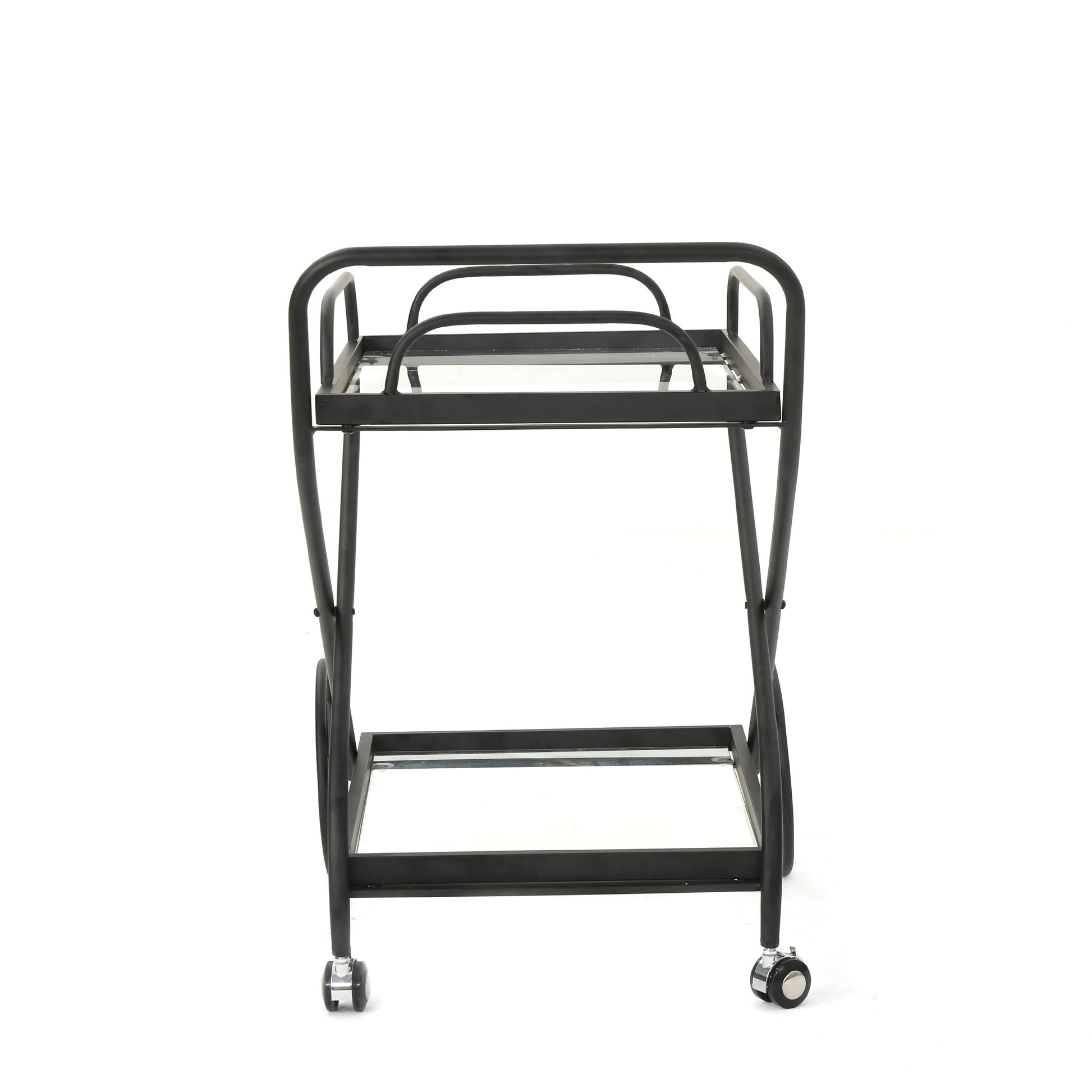 Bar Cart - Black Glass Metal