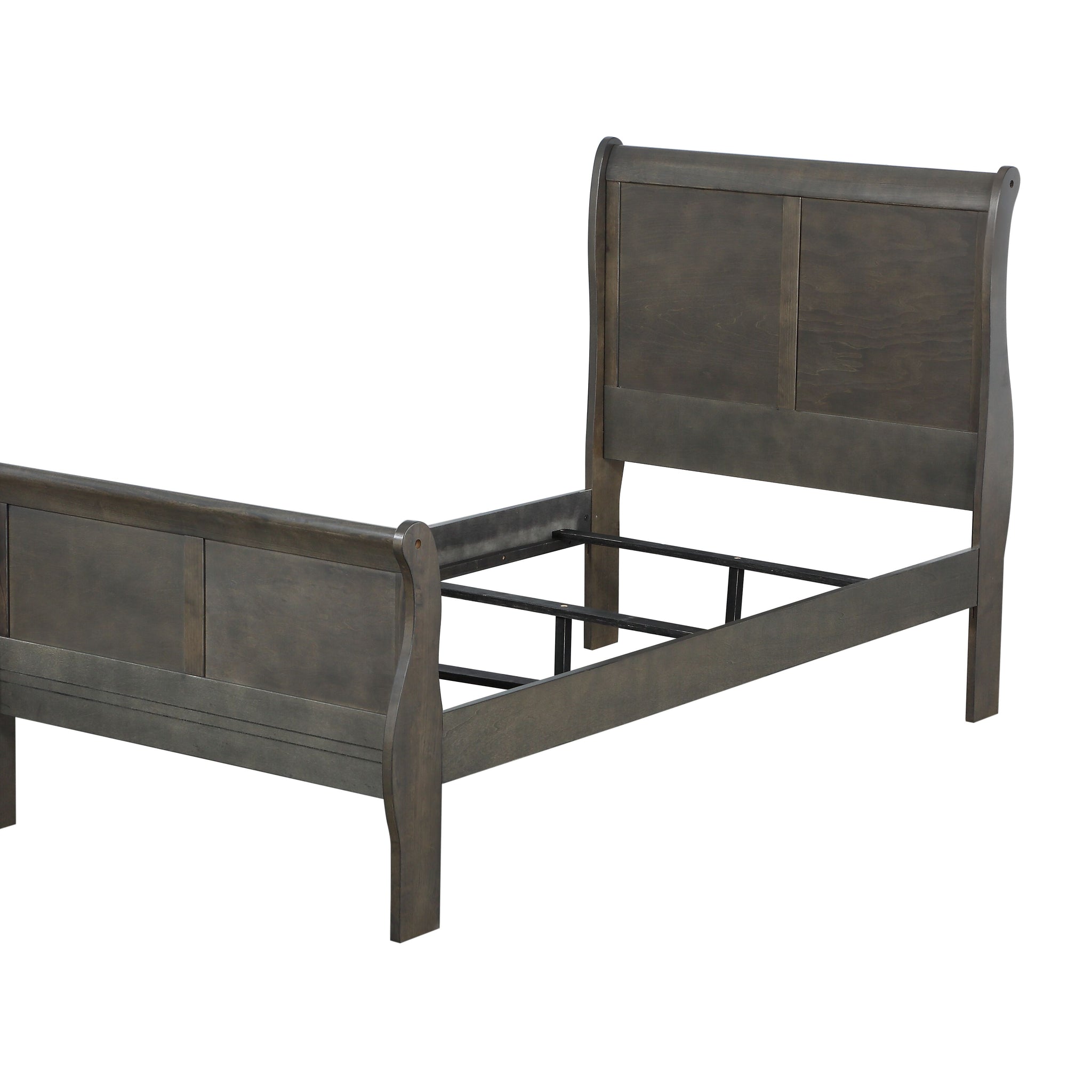 Dark Grey Twin Bed Box Spring Required Twin Dark Grey Wood Gray Casual Sleigh Wood