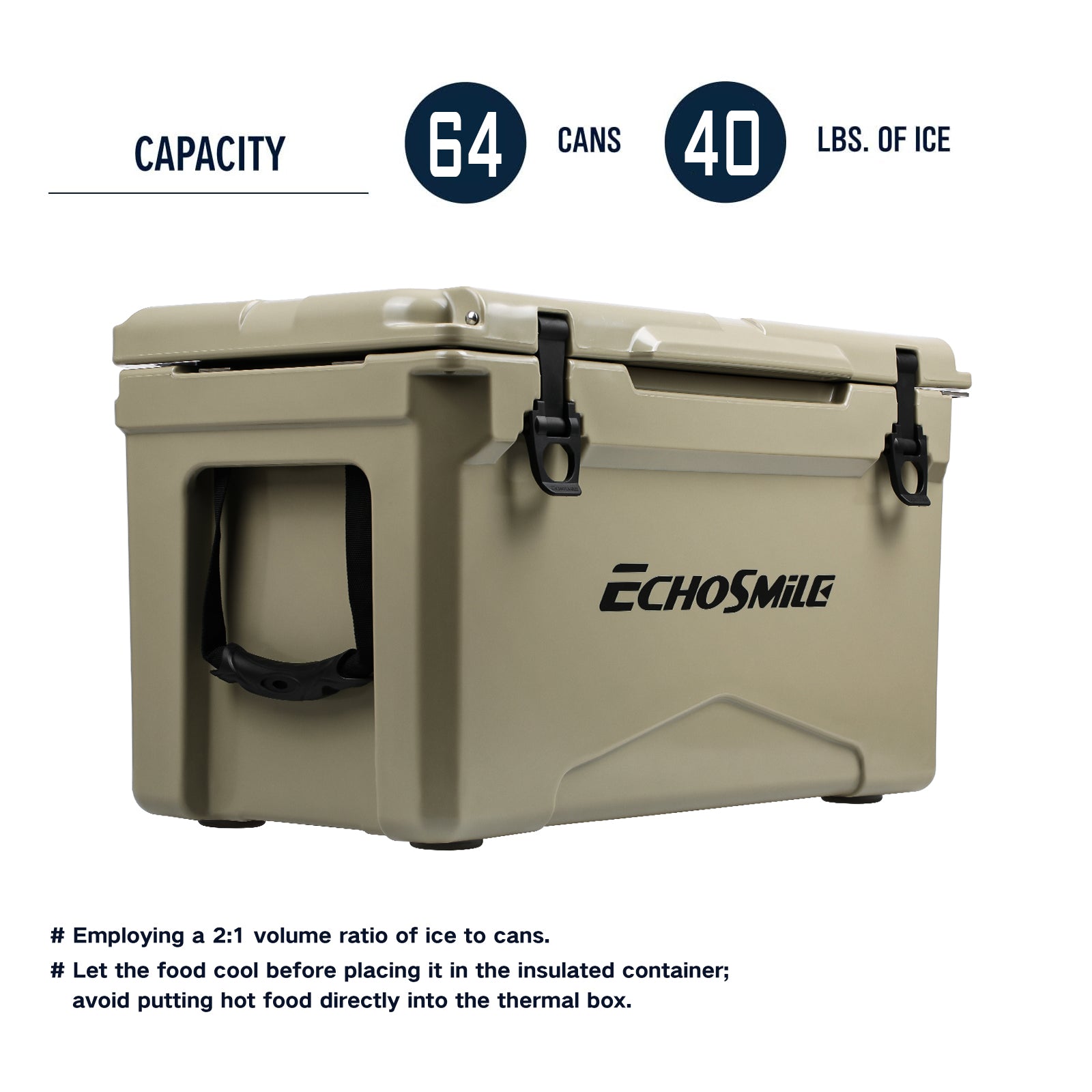 40Qt Khaki Colored Insulated Box Khaki Polyethylene