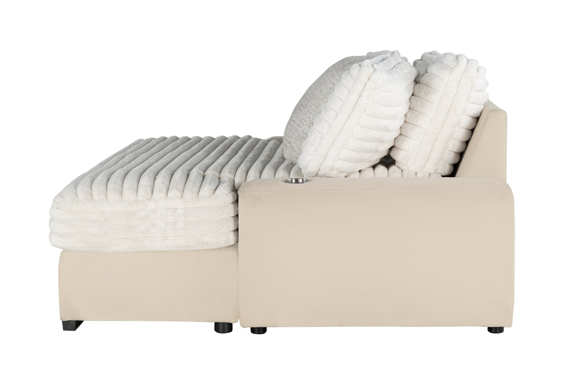 Shine Beige Lounger Sofa With Usb Beige Fabric