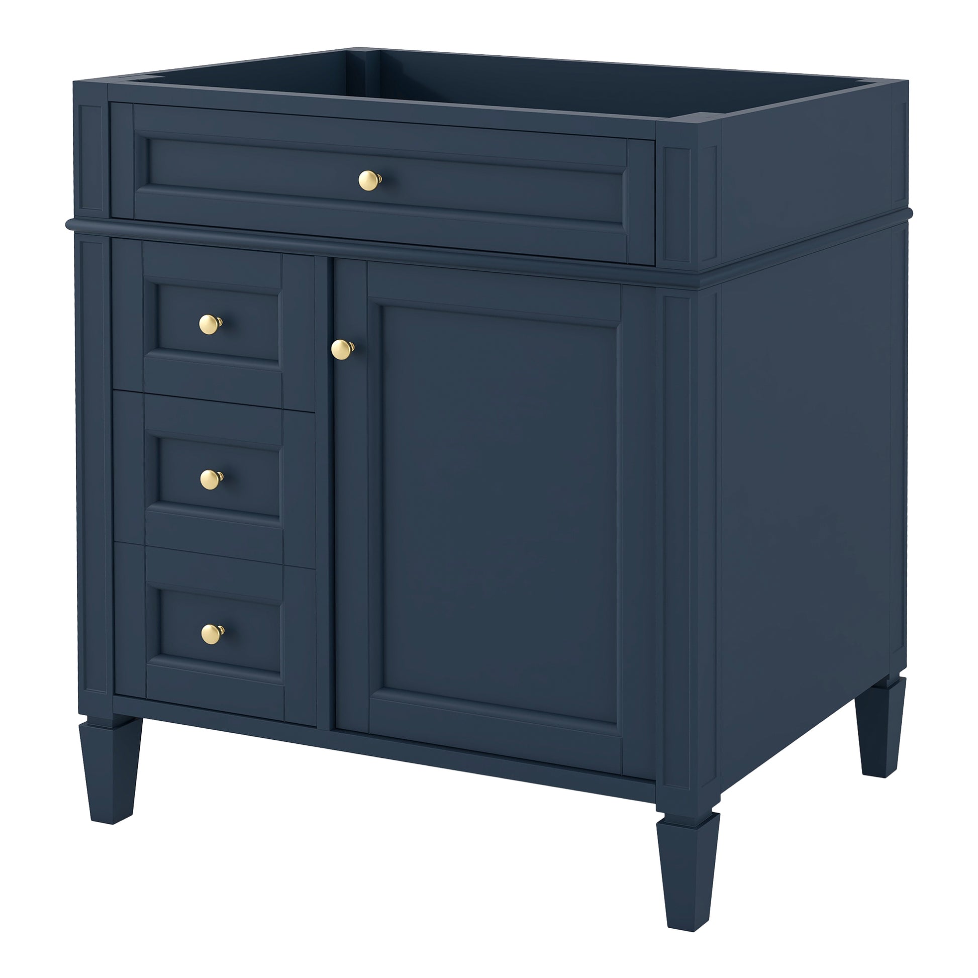 30'' Bathroom Vanity Without Top Sink, Modern Bathroom Storage Cabinet With 2 Drawers And A Tip Out Drawer Not Include Basin Blue Bathroom Solid Wood Mdf