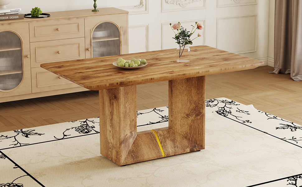 This Modern Dining Table, With Mdf Wood Color Pattern Design, Gives You A Luxurious And Elegant Feeling, Whether It Is A Family Dinner Or Entertaining Guests, You Can Add A Touch Of Elegance. Wood Mdf