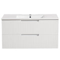 36 Inch Floating Bathroom Vanity With Ceramic Sink Setmodern Bath Storage Cabinet Vanity With Drawers Wall Mounted Combo For Bathroom, White White Mdf