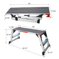 Aluminum Platform Non Slip Folding Work Bench Drywall Stool Ladder 330Lbs Capacity Silver Aluminium Alloy