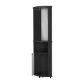 Oregon Corner Bar Cabinet, 3 Tier Shelf With Glass Rack Freestanding Black Primary Living Space Shelves Included Contemporary Pine Particle Board Engineered Wood