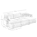 Oversized Modular Cushioned Sofa,With 3 Ottomans To Work As Sleeper Sofa Beds, 3 Seater Sofa With 3 Footstools,Green Corduroy Fabric Green Corduroy 3 Seat