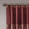 Jacquard Curtain Panel Pair 2 Pcs Window Panels Burgundy Polyester