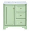 30 Inch Bathroom Vanity With Sink, Modern Elegant Bathroom Storage Cabinet With 3 Drawers And Adjustable Shelves, Freestanding Vanity Set With Mirror Cabinet, Single Sink Bathroom Vanity Green Bathroom Solid Wood Mdf Glass