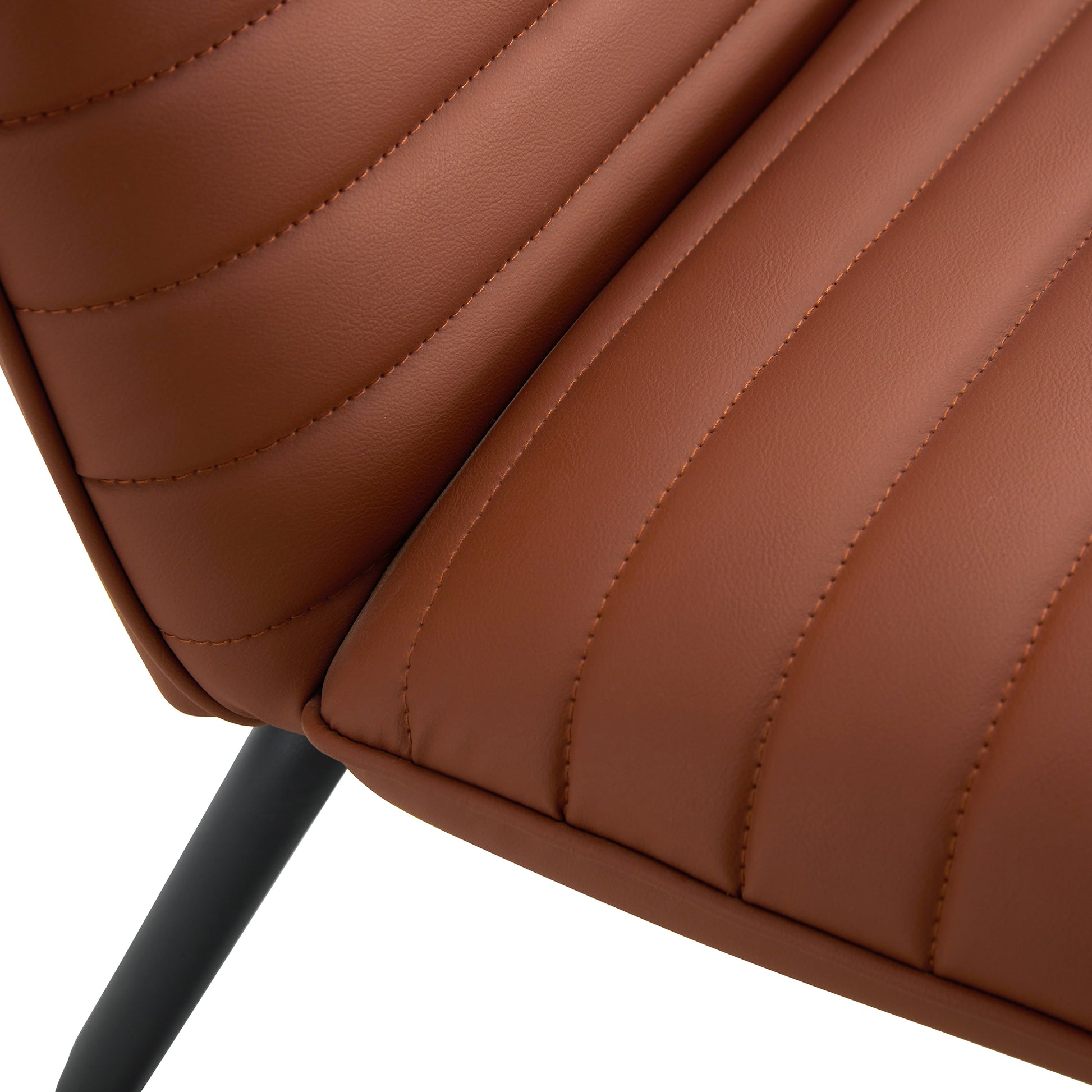 Brown Minimalist Armless Sofa Chair With Pu Backrest And Black Metal Legs, Suitable For Offices, Restaurants, Kitchens, And Bedrooms Brown Metal