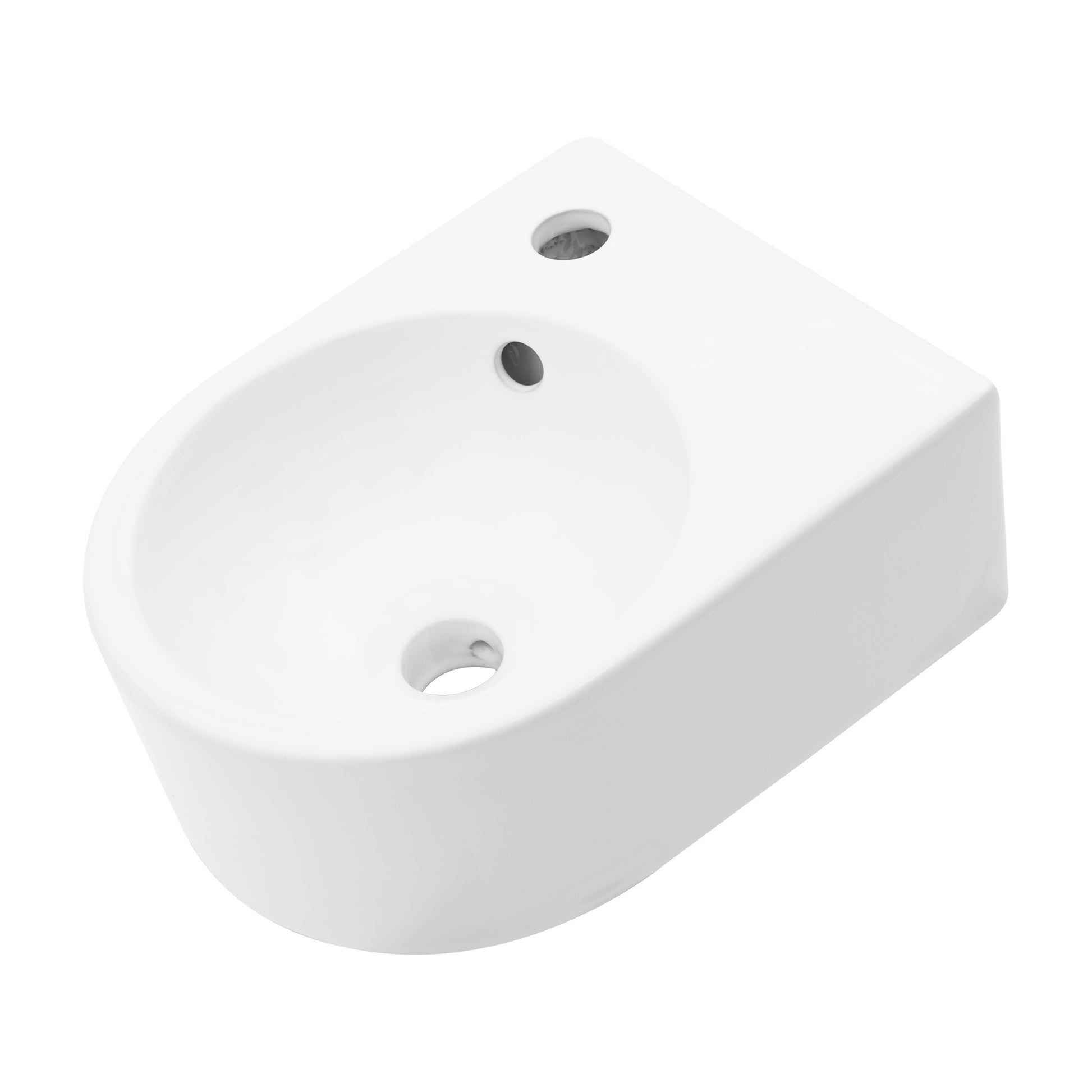 13X10.44 Inch White Ceramic Rectangle Wall Mount Bathroom Sink With Single Faucet Hole White Ceramic