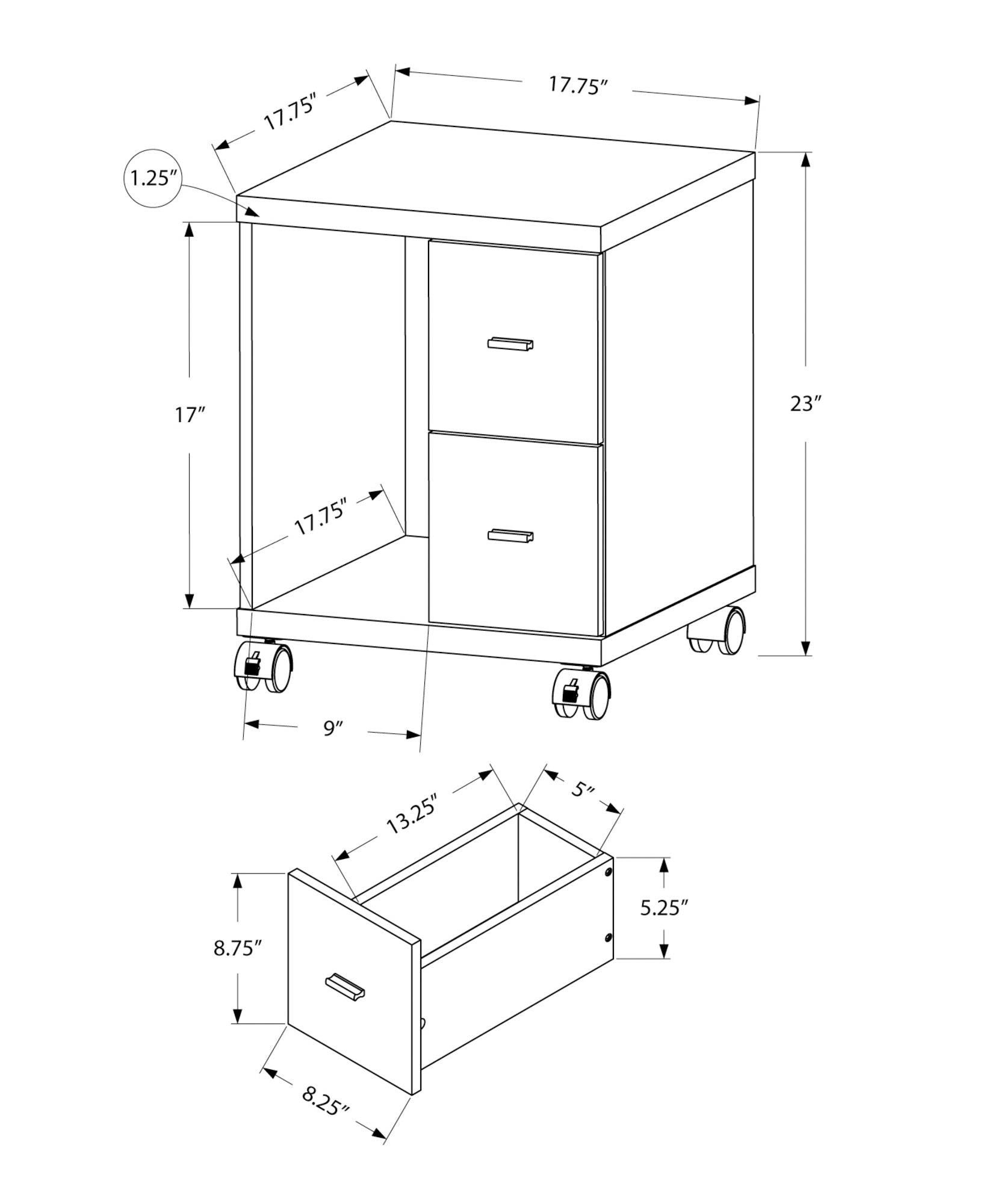 Office, File Cabinet, Printer Cart, Rolling File Cabinet, Mobile, Storage, Work, White Laminate, Contemporary, Modern White Particle Board