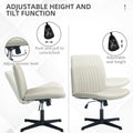Homcom Wide Office Chair, Armless Office Desk Chair, Computer Fabric Vanity Chair With Adjustable Height, Beige Beige Polyester